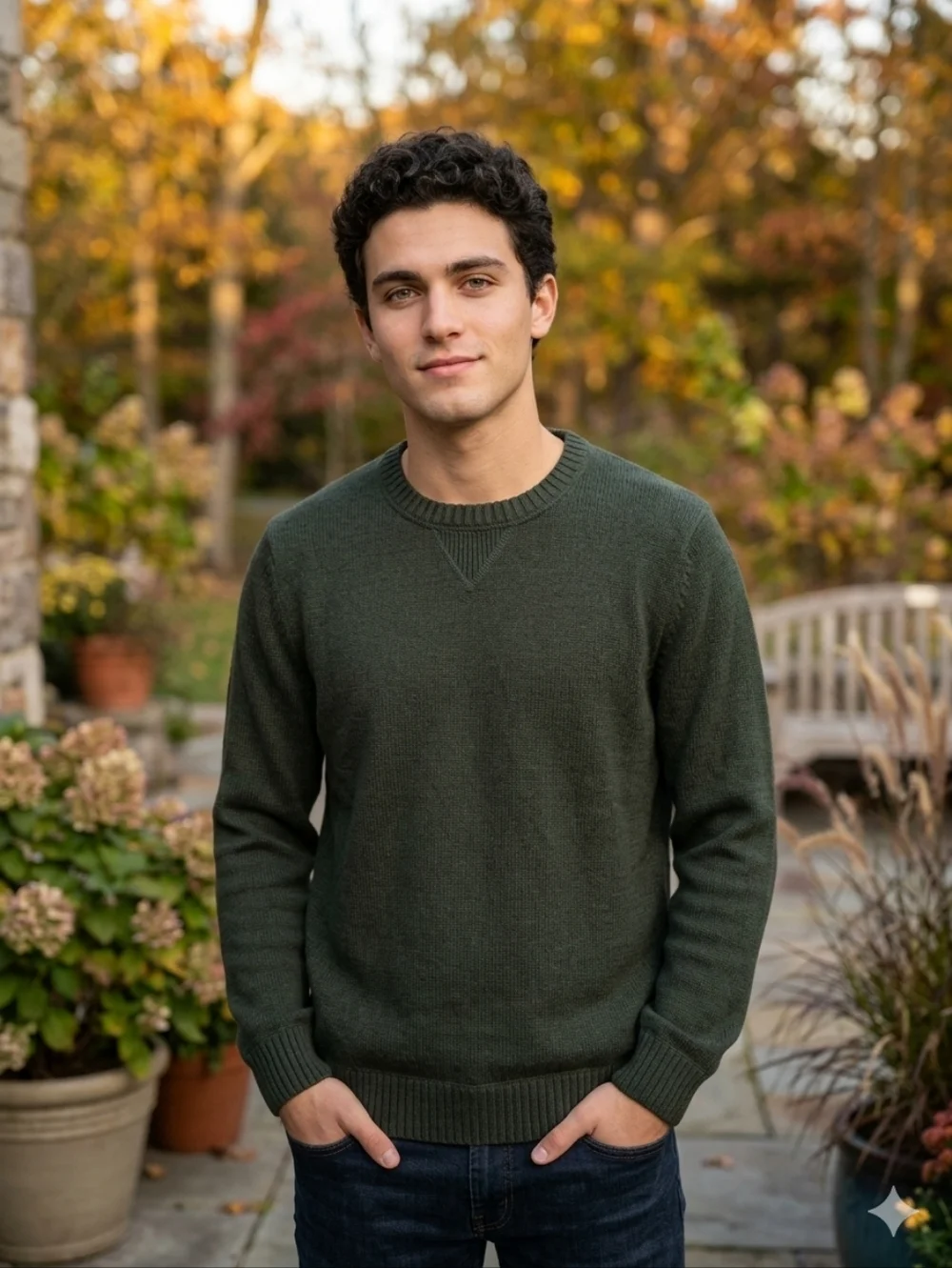 Eddie Bauer Mens Large Tall Green Pullover Crewneck Sweater Outdoor Hiking - Picture 1 of 6